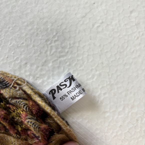 Pashmina & Silk Floral Scarf in Purple and Yellow - Picture 2 of 7